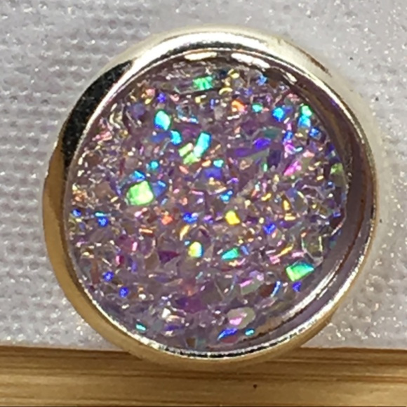 Lavender Druzy Stud Earrings - Picture 3 of 5